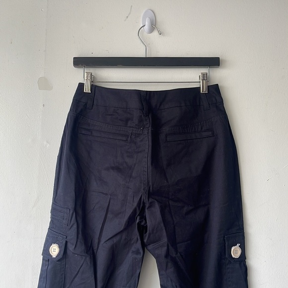NWT Y2K Mariah Carey Dark Navy Blue Cropped Capri Cargo Pants Size 8 - Picture 12 of 14